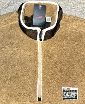 NEW LEVI'S, MENS *L/XL, LAKESIDE SHERPA HALF-ZIP MOCK-NECK🟤JACKET, MSRP $118.00 - Image 1 of 4