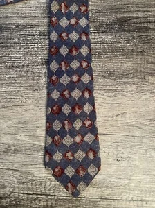 Brandini 100% Silk Tie Gray Tan Burgundy Geometric Classic Necktie Made In USA - Picture 1 of 3