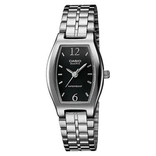 Casio Women's Quartz Black Dial Silver-tone Bracelet 22mm Watch Ltp1254d-1a