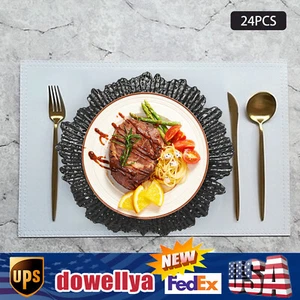 12.6 inch Modern Charger Plates Round Plastic Reef Plate Dinner Plates 24pcs set - Picture 1 of 11