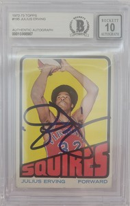 1972-73 Topps 195 Julius Erving Rookie Autographed BGS Auto 10