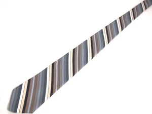 David Lawton Mens Necktie Tie Brown Blue Diagonal Striped 56" Short Career - Picture 1 of 5