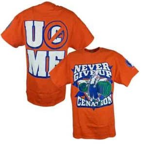John Cena Orange Never Give Up Mens T-Shirt Reprint - Picture 1 of 3