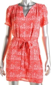 Aqua Womens Juniors Coral Casual Printed Short Sleeves Mini Belted Dress S $88 - Picture 1 of 2