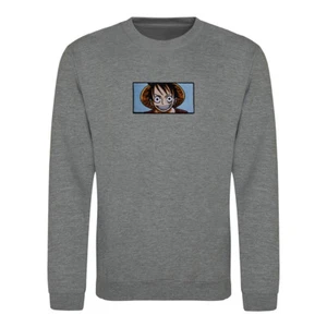 Embroidered Monkey D. Luffy One Piece Anime Jumper unisex - Picture 1 of 23