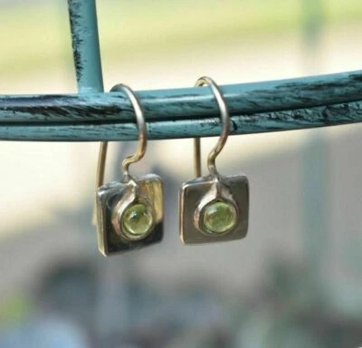 SILPADA Sterling Silver 925 Green Peridot Square Earrings W0659 RARE HTF - Image 1 of 4