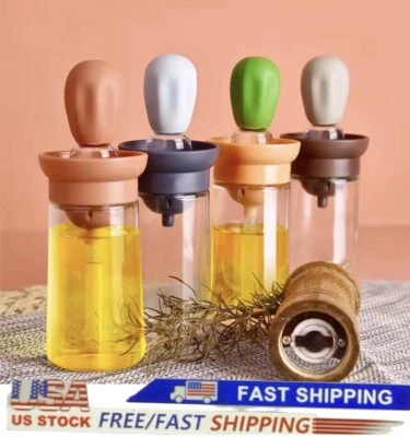 2 in 1 Oil Dispenser Bottle with Brush and Dropper for Kitchen Cooking BBQ/US - Image 1 of 4