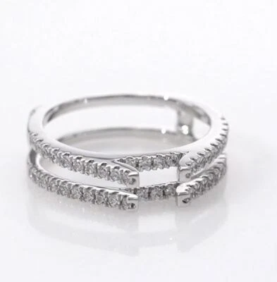 Anillo envolvente solitario real forrado con diamantes de 1/2 quilate oro blanco de 14 k Foto 1 de 4