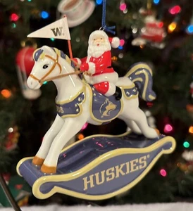 Danbury Mint 2008 WASHINGTON HUSKIES Christmas ROCKING HORSE Ornament: NCAA - Picture 1 of 10