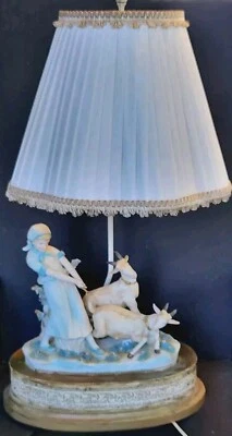 Rare Heidi & Her Goats Bisque Figure Rudolstadt Turn-Teplitz Table Lamp EX Cond! - Image 1 of 4