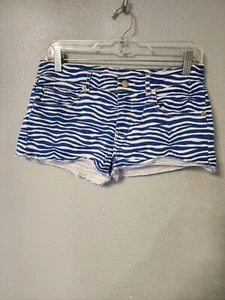 Michael Kors Short Shorts Women's Size 4, Blue White Stiped Gold Emblem  - Picture 1 of 5