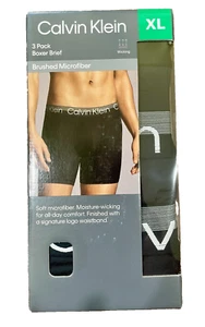 3er Pack Calvin Klein Herren Boxershorts Brushed Microfaser, Schwarz/Silber, Gr. XL - Bild 1 von 3
