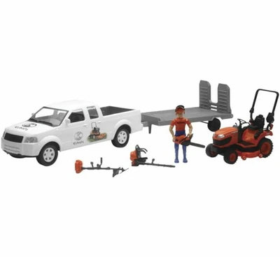 Kubota 1/18 Pickup Truck and Trailer w Mower, Figure & Accessories by New Ray - Image 1 of 2