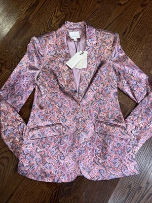 CHAQUETA BLAZER CINQ A SEPT ESTELLE Multicolor Paisley UN BOTÓN TALLA 4 Foto 1 de 4