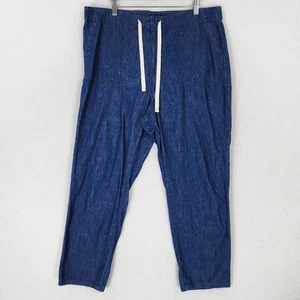 J Crew Pants Womens XL Blue Tie Waist Denim Camp Pant High Rise Drawstring Jean - Picture 1 of 12