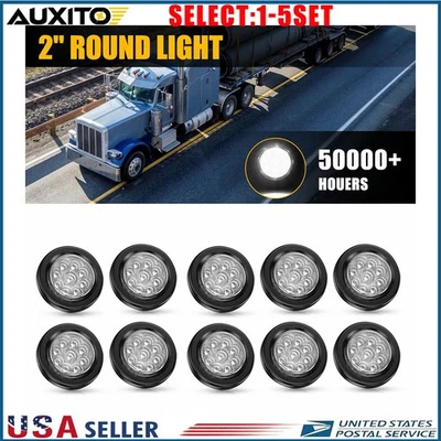 Blanco 2 pulgadas LED redondo camión remolque marcador lateral luz ojal 10-50X Foto 1 de 2