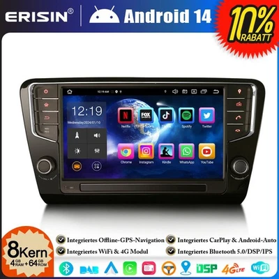 9" 8-Kern Android 14 GPS Autoradio Navi für SKODA Octavia MK III 64GB DAB+BT IPS - Bild 1 von 4