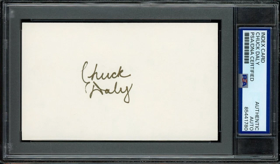 CHUCK DALY signed index card (Pistons & Dream Team - autograph) HOF - PSA/DNA - Image 1 of 1