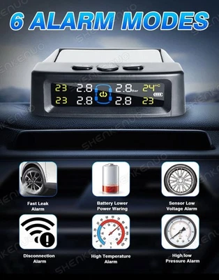 Solar TPMS Wireless LCD Tire Pressure Monitoring System & 4 External Sensors New - Image 1 of 4