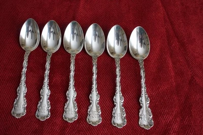 6 cucharas Luis XV Demitasse 5-1/4" Whiting Mfg plata esterlina pat 1891 mono "R Foto 1 de 4