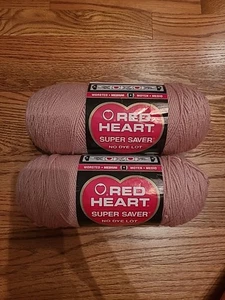 2 Skeins Red Heart Super Saver Yarn Rose Pink #0372, 8 Oz, 100% Acrylic - Picture 1 of 11