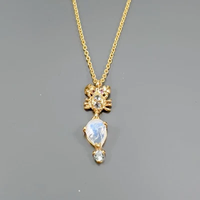 Joyería Collar Piedra Lunar Natural Plata de Ley 925 17"/N27212 Foto 1 de 4