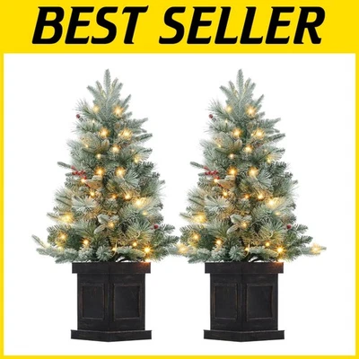 Versatile 3 ft Pre-Lit Mini Xmas Tree, Black Base - Image 1 of 4