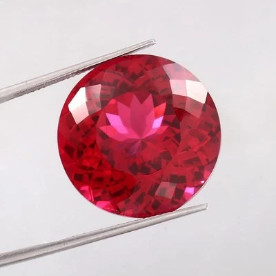 10Ct Ruby Loose Gemstone Genuine Lab-Grown Portuguese Faceted Round Cut Stone - Image 1 of 4