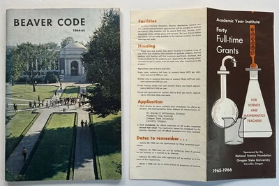 LIBRO DE ESTUDIANTE UNIVERSITARIO OREGON STATE BEAVER CODE 1964-65 + FOLLETO DE SUBVENCIÓN 1965-66 Foto 1 de 4