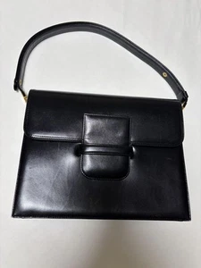 Saint Laurent Hand Shoulder Bag Tote Purse Leather Black Authentic - Imagen 1 de 24