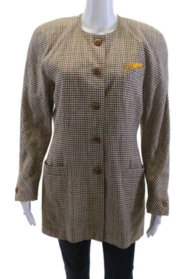 Blazer Escada Margaretha Ley Mujer Beige Cuadros Manga Larga Talla 38 Foto 1 de 4