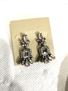 J. Orecchini Crew Moda Strass Pendenti Traforati Tono Argento - Foto 1 di 4