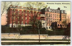 1910's HOSPITAL MILWAUKEE WISCONSIN ANTIQUE POSTCARD ***CREASED*** - Picture 1 of 2