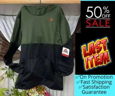 Sudadera con capucha deportiva con etiquetas Reebok para niños TALLA M 8 color VERDE/NEGRO Foto 1 de 4