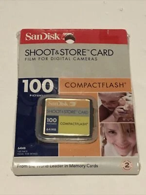 NIB Sandisk 64 Mb Compact Flash Shoot and Store CF Card (SDCFS-64-A10) QTY : 1 - Image 1 of 2