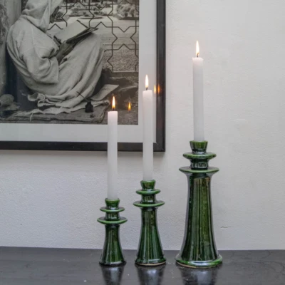 Handmade Moroccan Vintage Tamegroute Shaded Green Candlestick Holder - Candles - Image 1 of 4