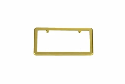 Gold License Plate Tag Holder Mounting Frame + (Free) 2 Screw Caps / Brand New - Image 1 of 4
