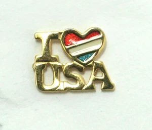 Vintage I Love USA Krawattennadel Anstecknadel Pinback Emaille Herz patriotisch Avon 1/2" w - Bild 1 von 2