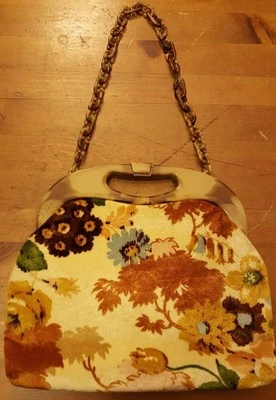 Fabric, Multi-color, PVC with Marbled Color Handle, Shoulder Handbag (1970s) - Image 1 of 4