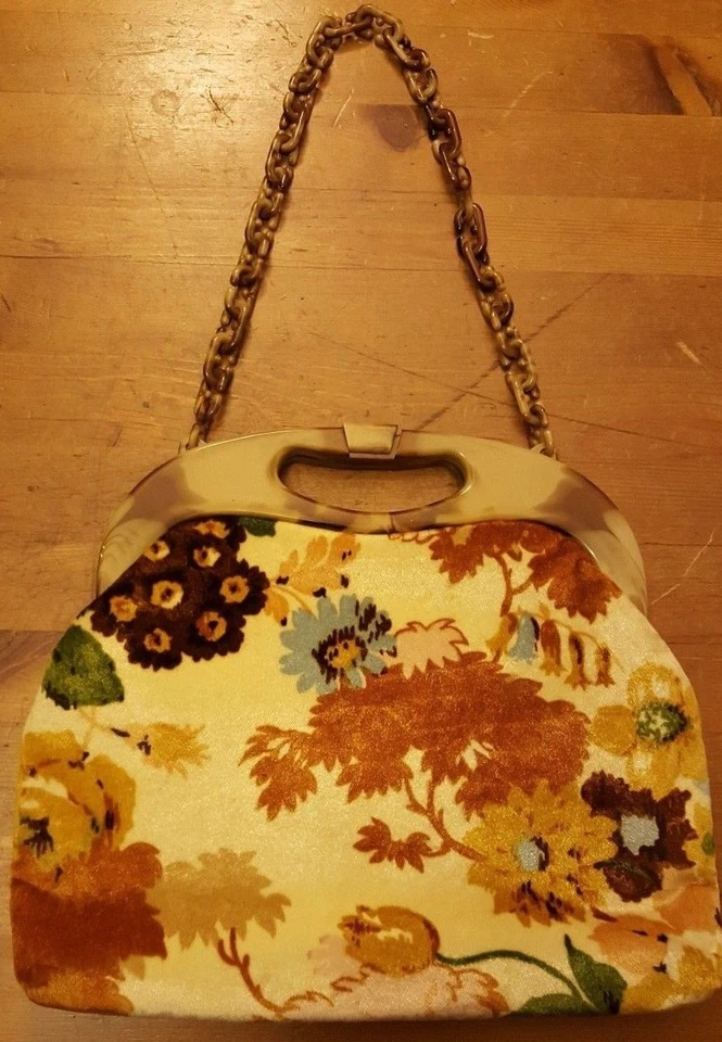 Tela, Multicolor, PVC con Asa Color Mármol, Bolso de Hombro (años 70) Foto 1 de 4