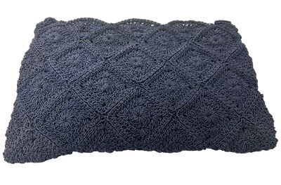 Vintage 40s Knotted Macramé Navy Blue Bag Clutch Purse Knitted Crocheted Coin - Image 1 of 4