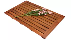 () Teak Wood Bath Mat, Shower Mat Non Slip for Bathroom, Wooden Floor 32″X18″ - Picture 1 of 9