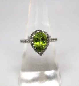 Anillo con racimo de circonitas cúbicas peridoto lágrima nuevo de plata esterlina para damas talla 6 - Imagen 1 de 5