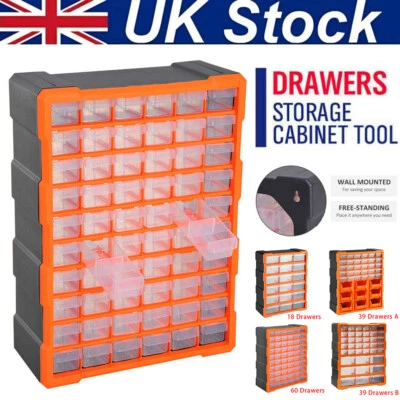 MULTI STORAGE DRAWER CABINET UNIT HOME GARAGE NAIL SCREW CRAFT BITS ORGANISER - Image 1 of 4
