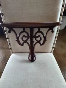 Vintage Hand Carved Cutout 14" Wooden Wall Accent Shelf Etagere Wood 14"x 7" - Picture 1 of 6