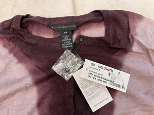 CLUB MONACO UNIQUE OMBRÉ TIE DYE HIPPIE MAUVE-SILK&COTTON FALL CARDIGAN S NWT - Bild 1 von 6