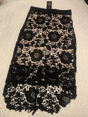Quiz Black & Nude Lace Midi Skirt  Brand New - Image 1 of 4