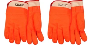 2x Par Kinco 4160-L Guantes de Trabajo Naranja de Alta Visibilidad Completamente Recubiertos, Grandes - Imagen 1 de 5