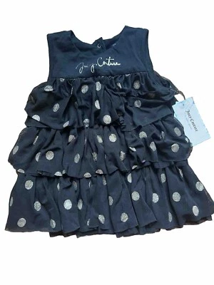 NWT Juicy Couture Girls Black Gold Polkadot Dress Tiered Ruffle Sleeveless 24M - Image 1 of 4
