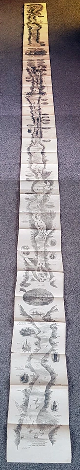 1866 A.R. Mapa antiguo plegable largo Waud río San Lorenzo Niágara caída a Quebec Foto 1 de 4